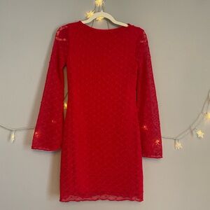 Red lace mini dress, XS, crochet
